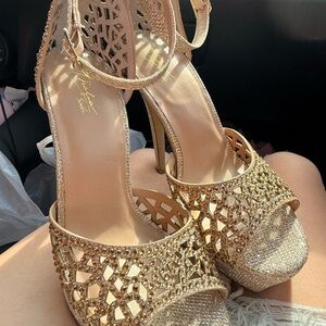 Thalia Sodi Sparkling Gold Cut-Out Heels